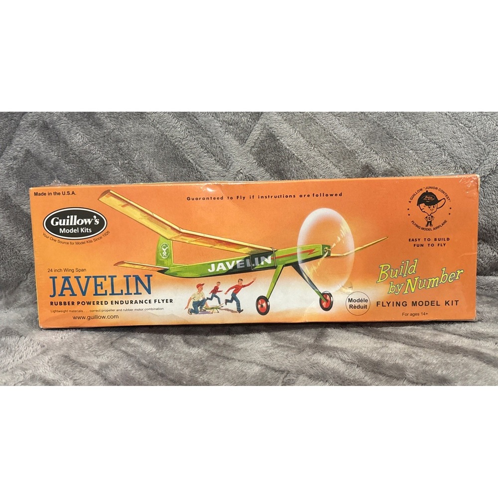 Guillow's Javelin Classic Balsa Wood Flying Toy Model Airplane Kit, USA GUI-603